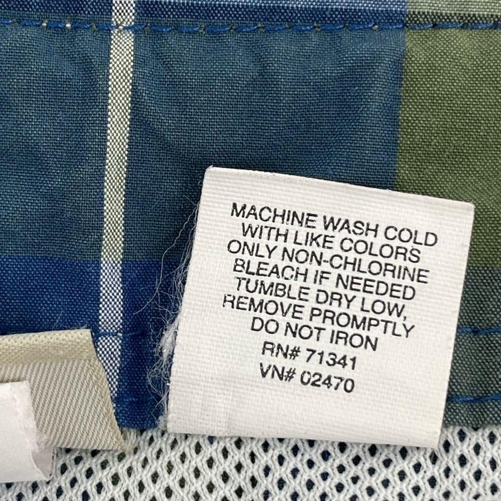 Vintage Y2K L.L. Bean Swim Trunks Preppy Blue Green Plaid Cargo Pockets | 34x10 - Picture 9 of 9